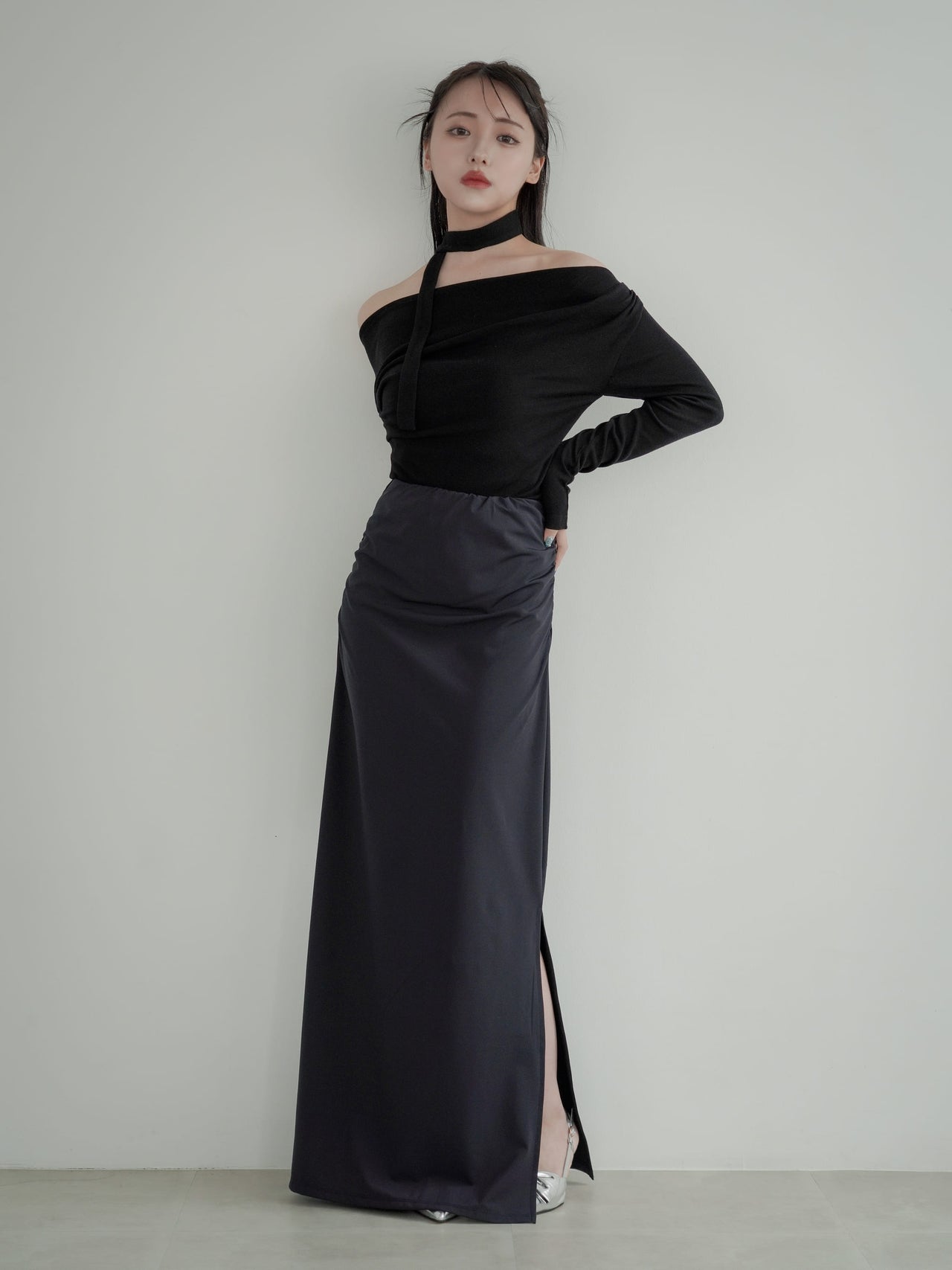 side gather slit skirt